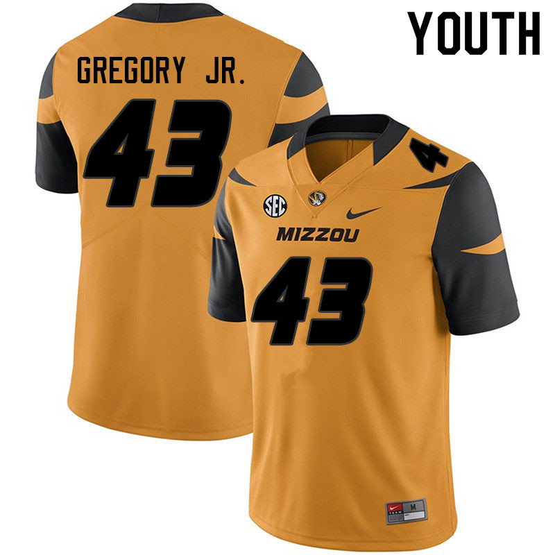 Youth #43 Brandon Gregory Jr. Missouri Tigers College Football Jerseys Sale-Yellow - Click Image to Close